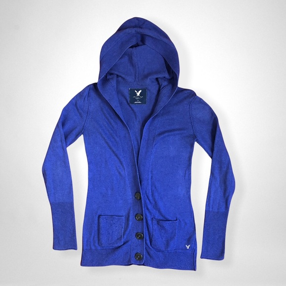 AEO Purple Hooded Soft-spun Knit Cardigan Small - Picture 1 of 5